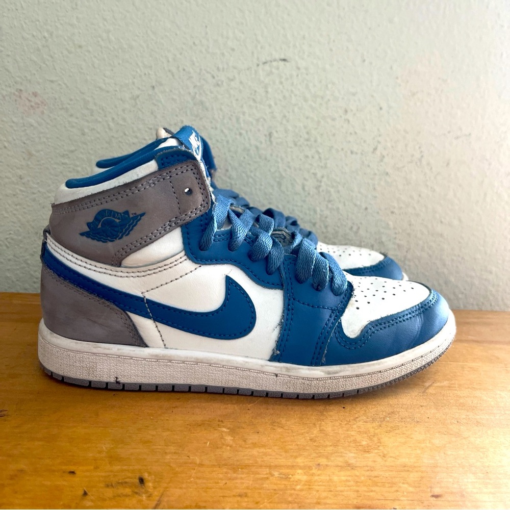 NIKE AIR JORDAN 1 RETRO HIGH OG TRUE BLUE-WHITE-GREY SZ 1.5Y FD1412-410 SNEAKERS